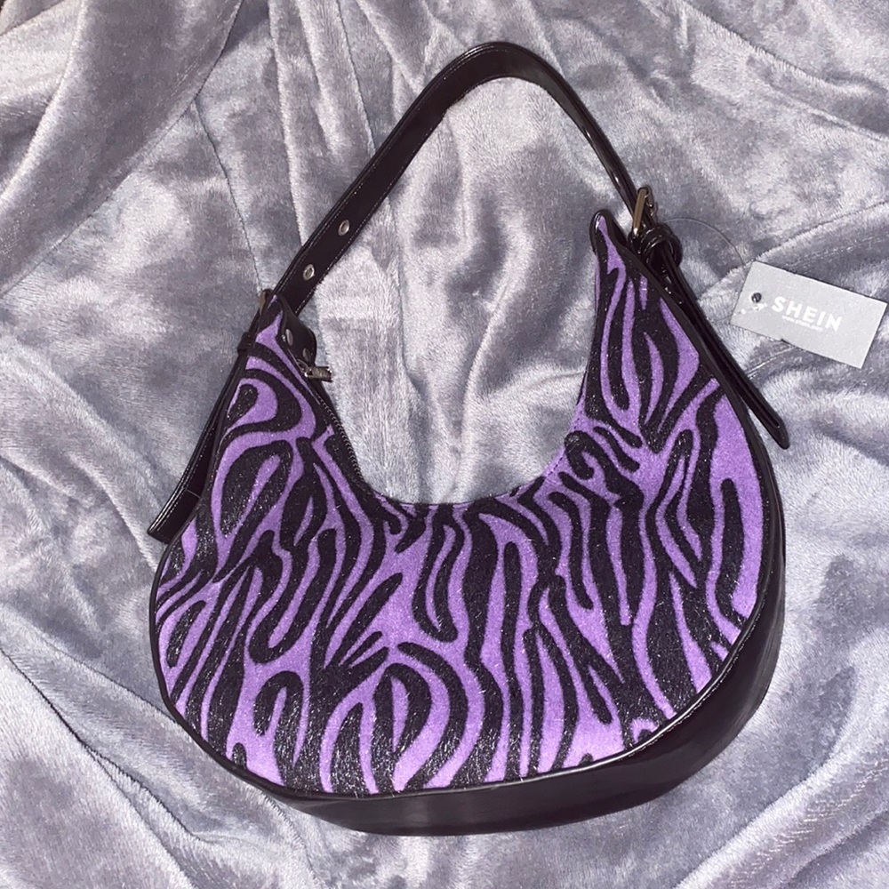 $5 SALE!!! Purple tiger stripe baguette bag